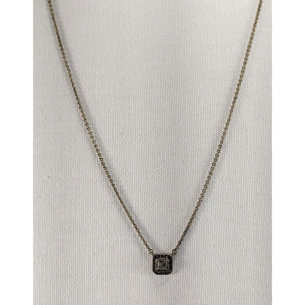 Isabel Square Rhinestone Charm Necklace - Picture 5 of 8